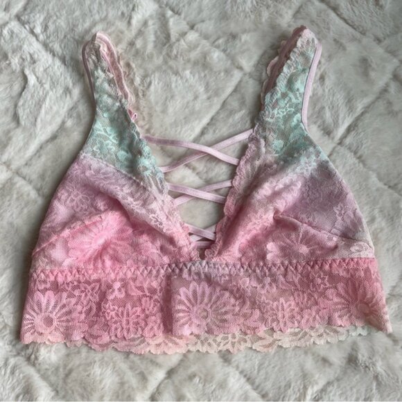 Victoria's Secret PINK | Cotton Candy Plunge Lace Bralette | Size Extra Small - Picture 3 of 11